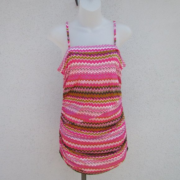 INC multi color chevron patter tube top L - Picture 2 of 7